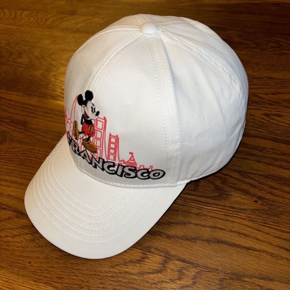 Mickey Mouse‎ San Francisco Skyline Disney Store White Cap Hat Adjustable Retro - Picture 3 of 7